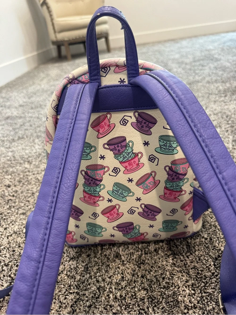 Disney Mini Backpack Purple, Pink and Teal Teacups Alice in Wonderland Loungefly